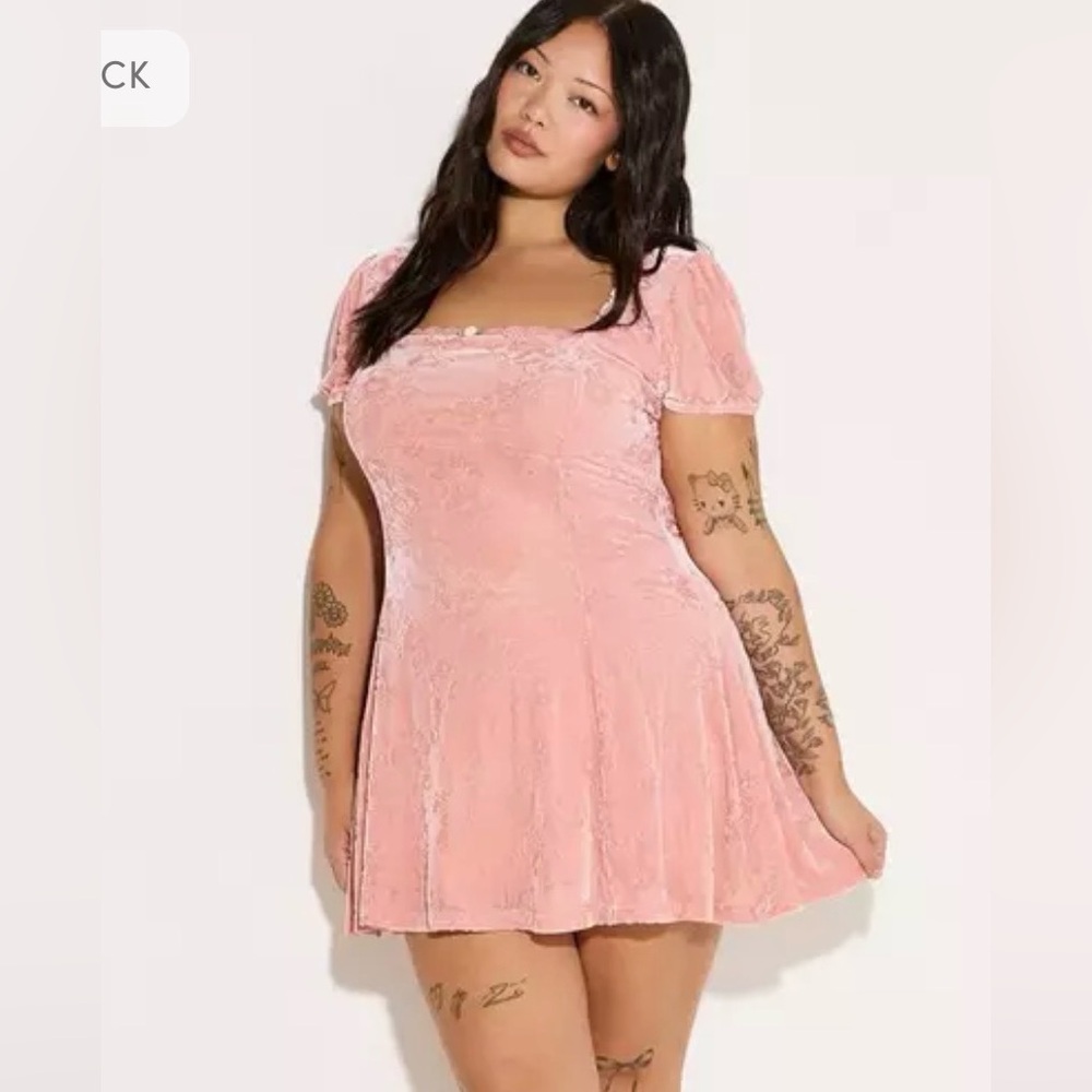 Torrid Blush Pink Velvet Mini Dress